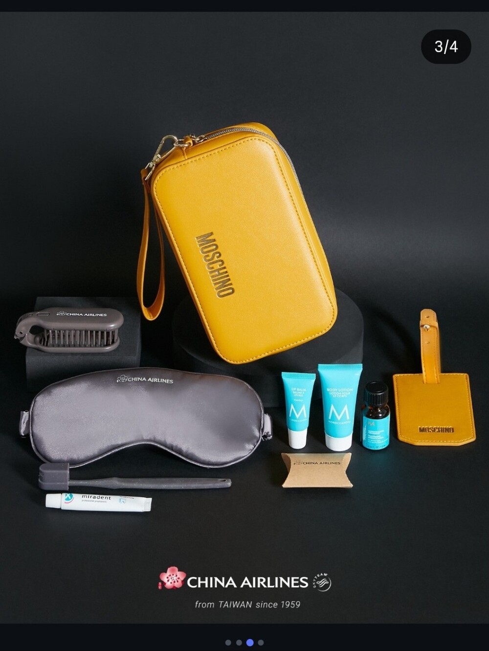 China Airlines x Moschino amenity bag - Sunlit Yellow, brand new